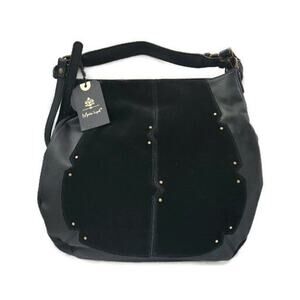 Moda Luxe Women's Black Leather Hobo Crossbody Bag